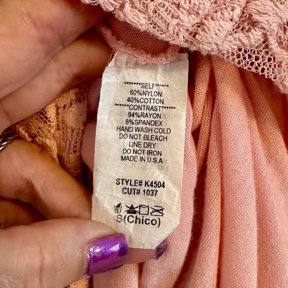 Ginger G Lace Overlay Pink Lined Stretch Dress, Size S - Picture 9 of 12